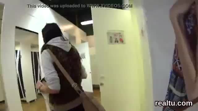 Cute amateur czech girl drilled in malls toilet for money