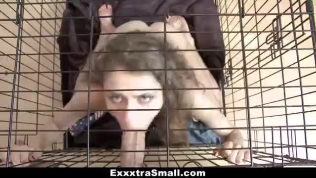 Exxxtrasmall caged teen fucks a big cock