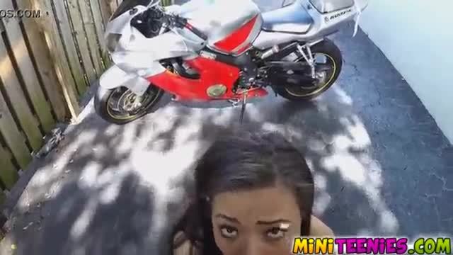 Adrians fat teen pussy got fucked over a bike