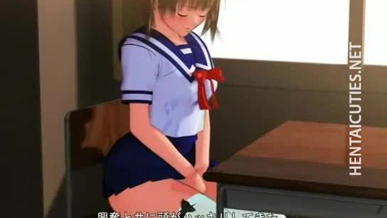 Pigtailed 3d anime schoolgirl gets slit rubbed