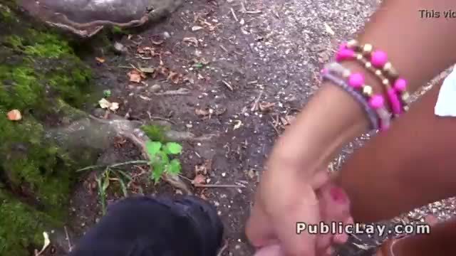 Natural serbian blonde fucks outdoor in the park