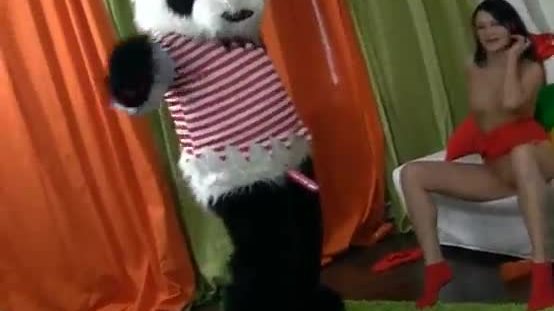 Huge toy panda fuck young girl