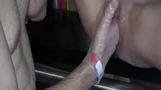 Skinny teen fist fucked and skewered at each end
