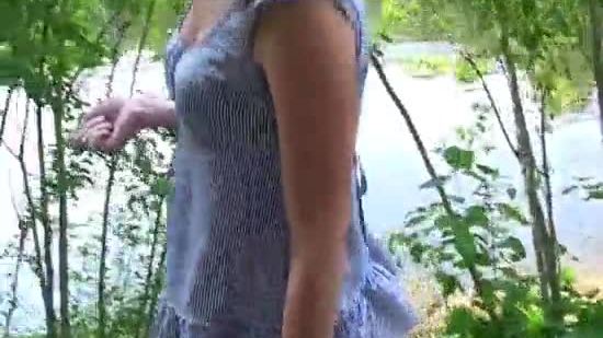 Sexy brunette fucked in the forest