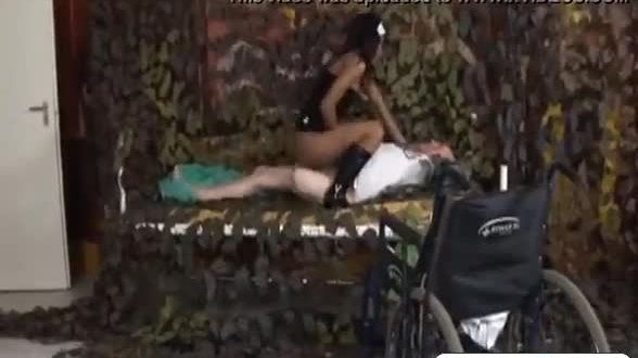 Handicapped grandpa gets lucky with sexy brunette nurse