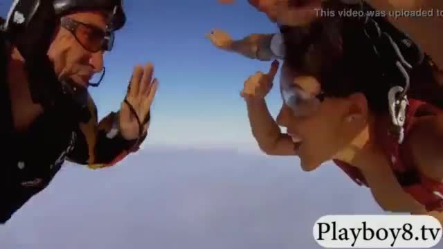 Badass hot babes sky diving and have fun