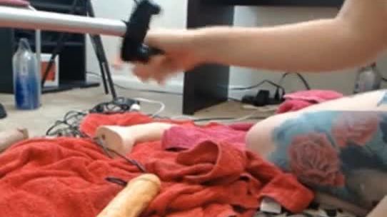 Hot redhead webcam girl with fuck machine