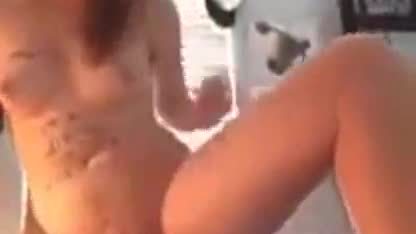 Horny blonde penetrates her pussy